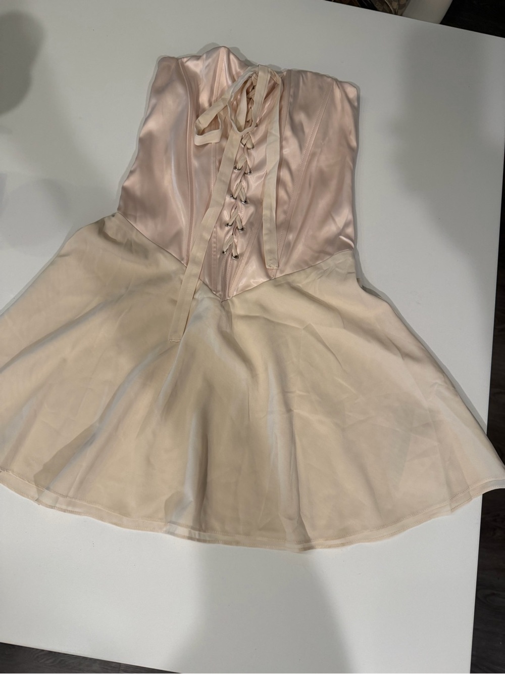 NWT Parthea Strapless Satin Corset Dress in Blush and Cream size XS - Picture 2 of 5